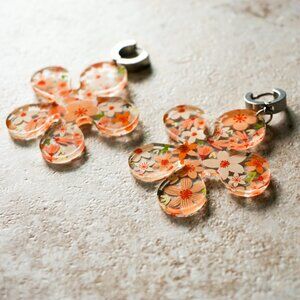 Floral Acrylic Huggie Earrings – Retro Flower Earrings – Spring Statement